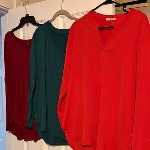 Elegant Women's Blouse Set - Red, Teal, Burgundy